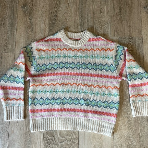 American Eagle Outfitters Sweaters - American Eagle Outfitters Cream Multicolor Fair Isle Crewneck Sweater